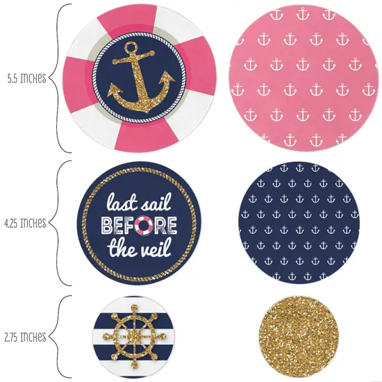 Big Dot of Happiness Last Sail Before the Veil - Nautical Bridal Shower Bachelorette Party Giant Circle Confetti - Party D&eacute;cor - Large Confetti 27 Ct {3}
