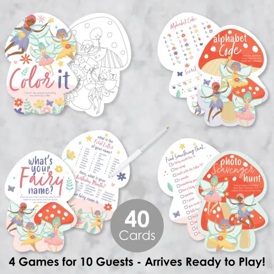 Big Dot of Happiness Let's Be Fairies - 4 Fairy Garden Birthday Party Games - 10 Cards Each - Gamerific Bundle {3}