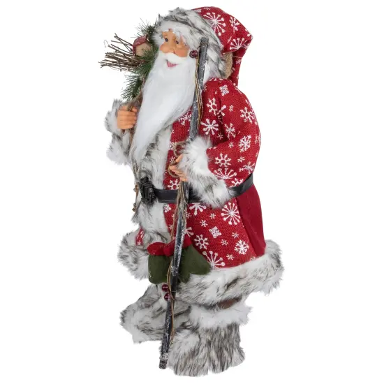 Northlight 24" Snowflake Santa Claus with Staff and Mittens Christmas Figure Red {5}