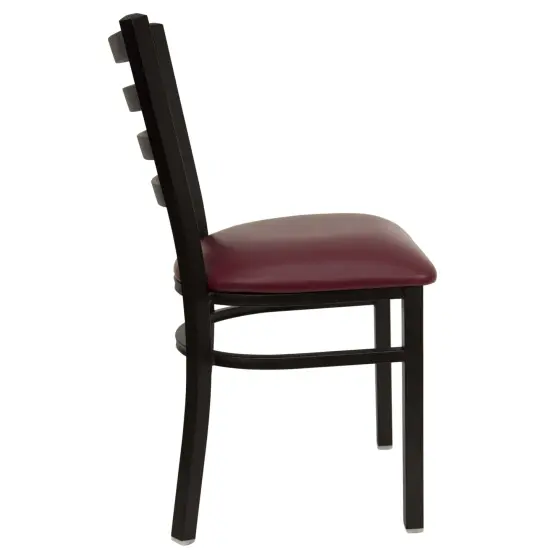 Emma and Oliver Ladder Back Metal Restaurant Dining Chair BurgVYL/BlackMetal {5}
