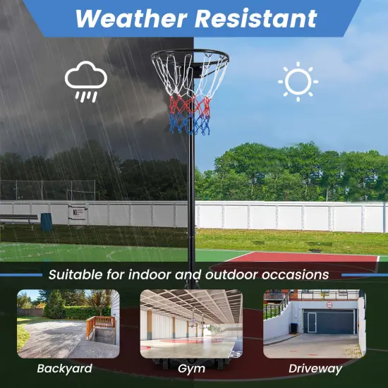 Costway 8.5-10FT Adjustable Basketball Hoop Goal with Fillable Base Wheel Shooting Practice {4}