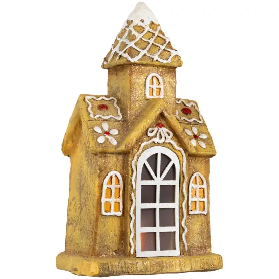 Northlight LED Lighted Gingerbread House with Icing Accents Christmas Decoration - 16" Brown {7}
