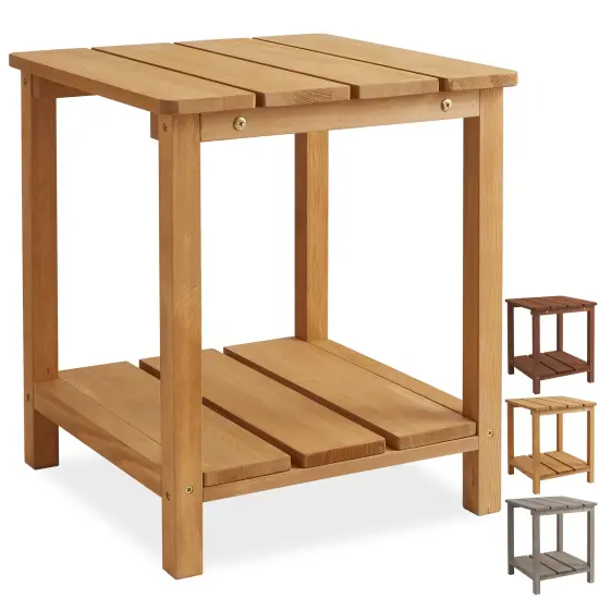 Casafield Adirondack Side Table, Cedar Wood Outdoor End Table with Shelf for Patio, Deck, Lawn and Garden {7}