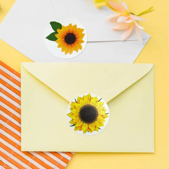 Wrapables 1.5" / 2" Thank You Stickers Roll, Sealing Stickers and Labels for Boxes, Envelopes, Bags, Small Businesses, Weddings, Parties (500pcs) Sunflower {4}