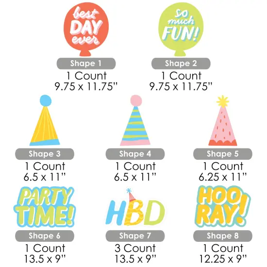 Big Dot of Happiness Party Time - Hats and Balloons Lawn Decorations - Outdoor Happy Birthday Party Yard Decorations - 10 Piece {7}