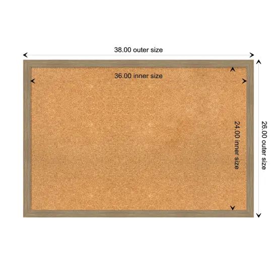 Woodgrain Stripe Wood Framed Corkboard, Natural Cork Mocha {3}