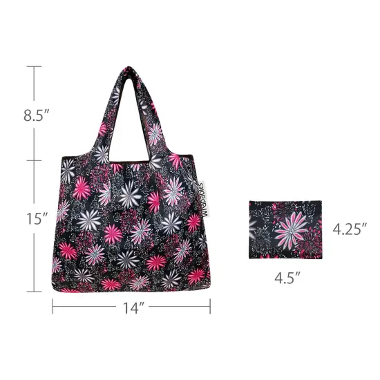 Wrapables Foldable Tote Nylon Reusable Grocery Bag (Set of 2) Pink in Bloom {3}