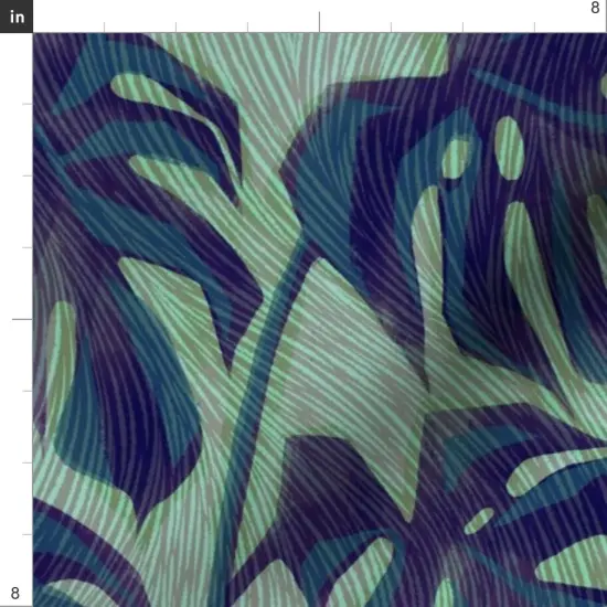 Various Fabrics by the Yard or Fat Quarter Blue Palm Tropical Foliage Rainforest Summer Ink Green Houseplant Custom Printed Fabric by Spoonflower {4}