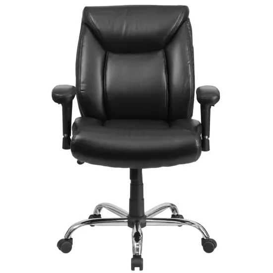 Emma and Oliver 400 lb. Big & Tall Mid-Back Deep Tufted Ergonomic Task Office Chair & Arms Black Fabric {8}