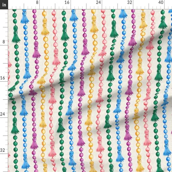 Various Fabrics by the Yard or Fat Quarter Mardi Gras Colorful Stripes Beads Painted Custom Printed Fabric by Spoonflower {1}