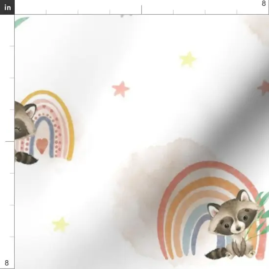 Various Fabrics by the Yard or Fat Quarter Woodland Nursery Cute Raccoons Watercolor Rainbow Kids Forest Animals Baby Custom Printed Fabric by Spoonflower {4}
