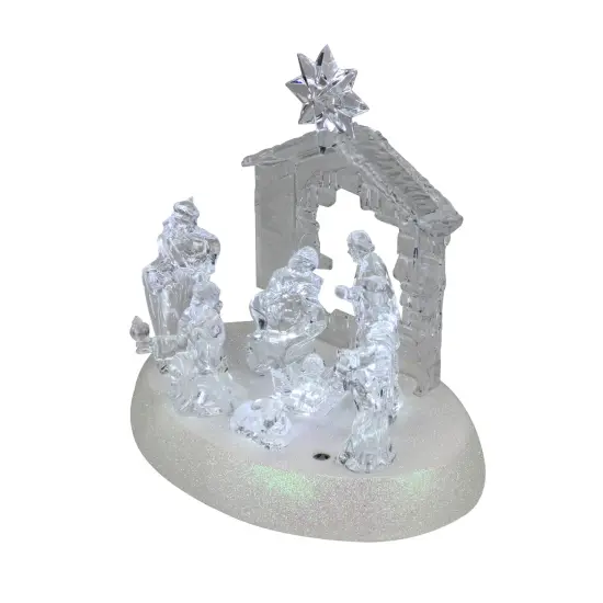 Northlight LED Lighted Christmas Nativity Scene - 7.5" - Pure White Clear {3}