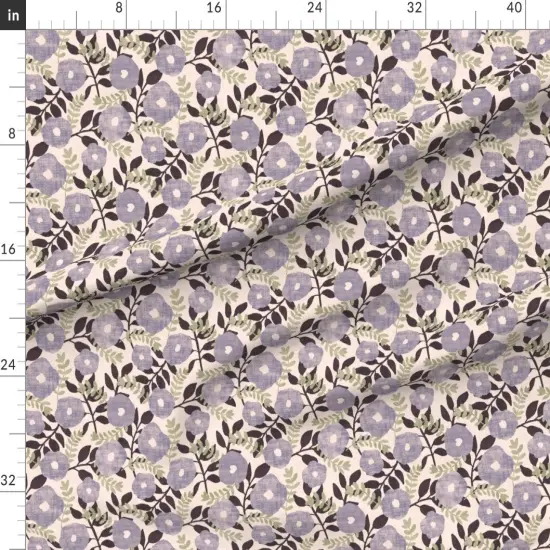 Various Fabrics by the Yard or Fat Quarter Purple Gray Florals Lavender Leaves Beige Cream Nature Botanical Faux Textured Look Custom Printed Fabric by Spoonflower {1}