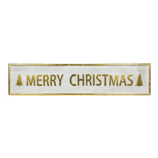 Northlight 48" Metallic Gold Merry Christmas Metal Wall Sign {1}