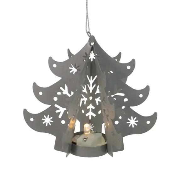 Northlight 4.5" Prelit Gray Cut Out Tree Christmas Ornament {3}