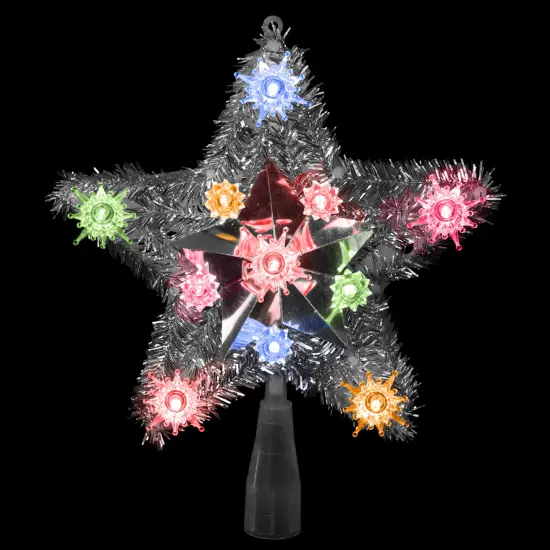 Northlight 9" Lighted Silver Star Christmas Tree Topper - Multicolor Lights {3}