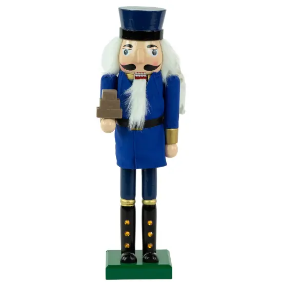 Northlight 14" Blue and Gold Wooden Mail Carrier Christmas Nutcracker {1}