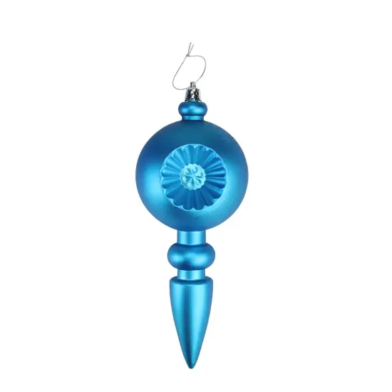 DAK 4ct Turquoise Blue Shatterproof Matte Retro Reflector Christmas Finial Ornaments 7.5" {1}