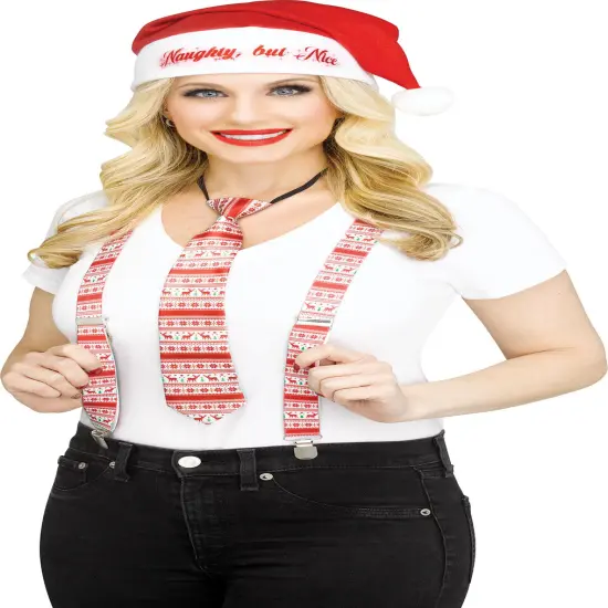 Northlight 3pc Red and White Reindeer Holly Day Christmas Suspender Kit - One Size Fits Most {4}