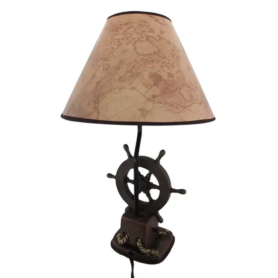 Set of 2 Nautical Ship`s Wheel Table Lamps Captain's Destiny {4}