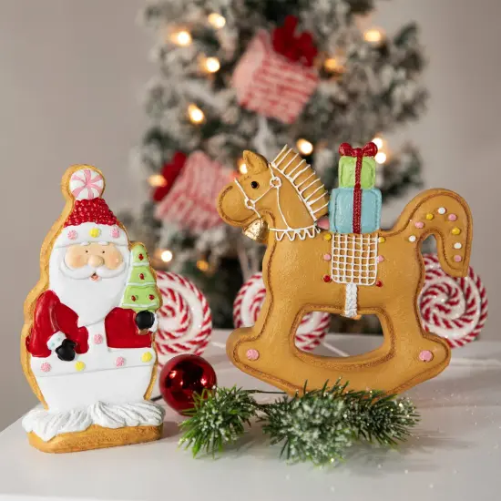 Northlight Gingerbread Rocking Horse with Presents Christmas Figurine - 7.25" Brown {3}