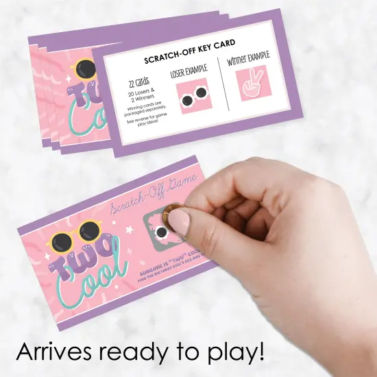 Big Dot of Happiness Two Cool - Girl - Pastel 2nd Birthday Party Game Scratch Off Cards - 22 Count {3}