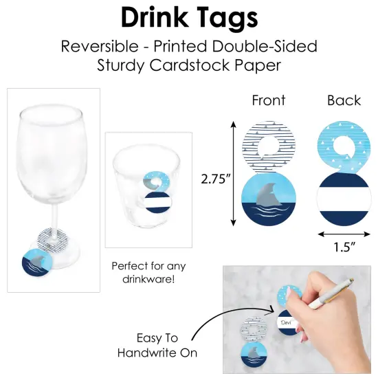 Big Dot of Happiness Shark Zone - Jawsome Shark Party or Birthday Party Paper Charger & Table Decorations Chargerific Kit for 8 {7}