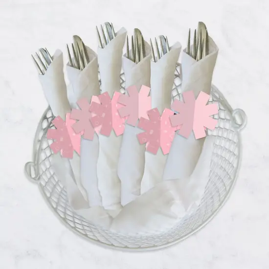 Big Dot of Happiness Pink Confetti Stars - Simple Party Paper Napkin Holder - Napkin Rings - Set of 24 {4}