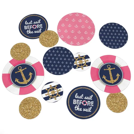 Big Dot of Happiness Last Sail Before the Veil - Nautical Bridal Shower Bachelorette Party Giant Circle Confetti - Party D&eacute;cor - Large Confetti 27 Ct {1}