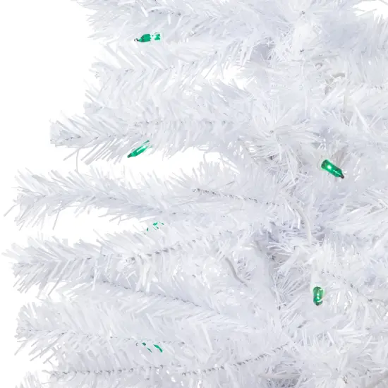 Northlight Pre-Lit Slim Woodbury White Pine Artificial Christmas Tree - 3' - Green Lights {5}