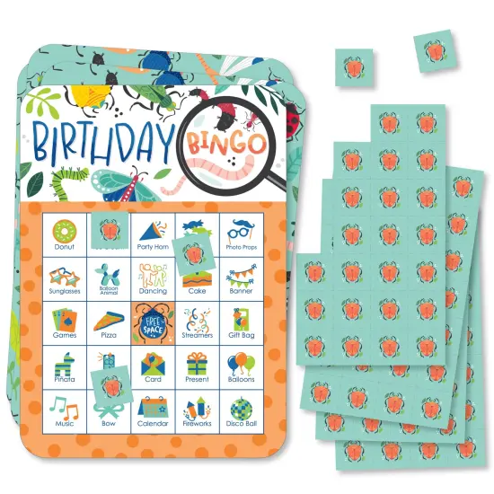 Big Dot of Happiness Buggin' Out - Picture Bingo Cards and Markers - Bugs Birthday Party Bingo Game - Set of 18 {1}
