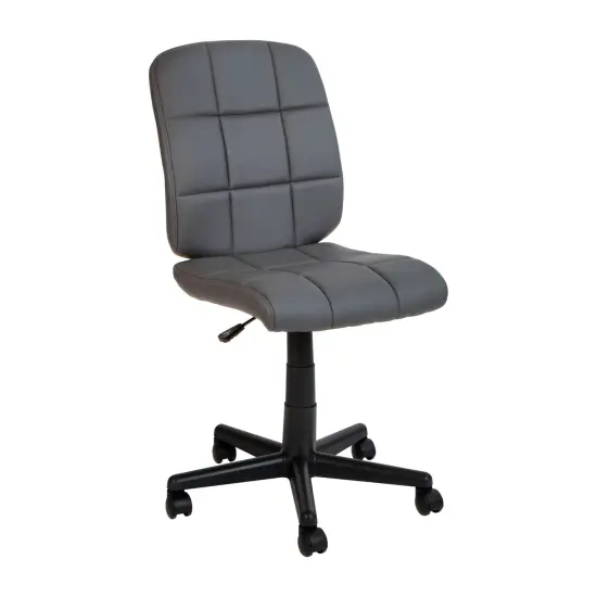 Emma and Oliver Mid-Back Quilted Vinyl Swivel Task Office Chair Gray {1}