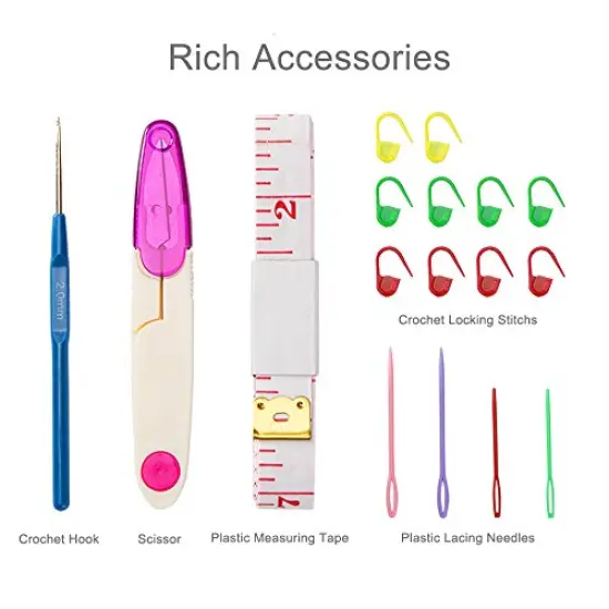 18 Pairs Bamboo Knitting Needles Set, Vancens Circular Wooden Knitting Needles with Colorful Plastic Tube, Small Tools for Weave are Included, 18 Sizes: 2mm - 10mm, 31.5" Length {6}