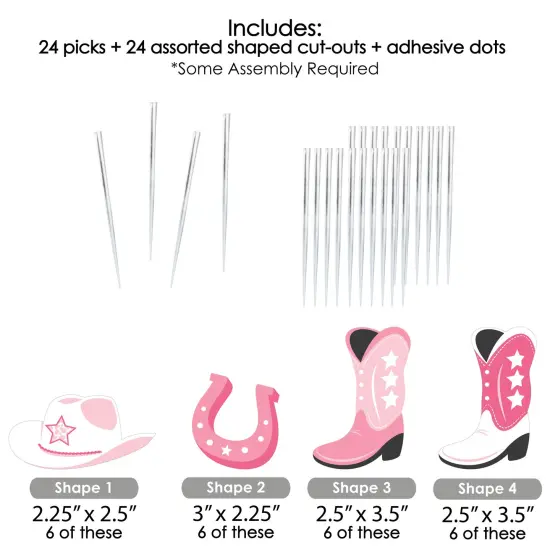 Big Dot of Happiness Rodeo Cowgirl - Dessert Cupcake Toppers - Pink Western Party Clear Treat Picks - Set of 24 {4}