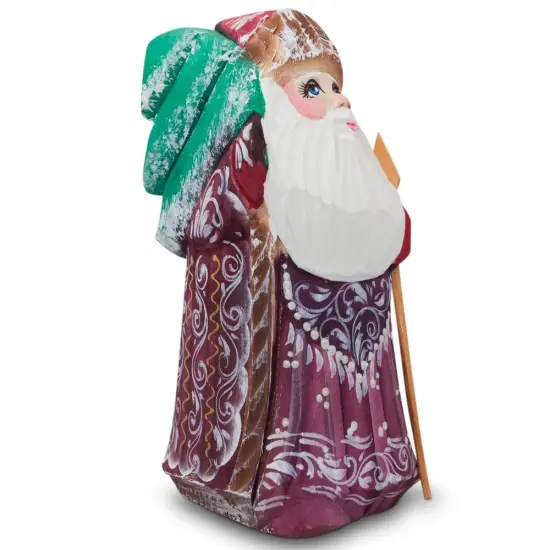 Hand Carved Wooden Santa Figurine 4.75 Inches {5}