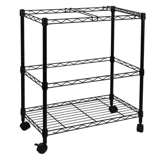 Oceanstar Portable 2-Tier Metal Rolling File Cart Black {1}