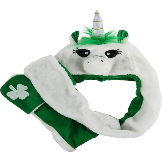 Adults Saint Patrick's Day Irish Unicorn Plush Hat Costume Accessory {1}