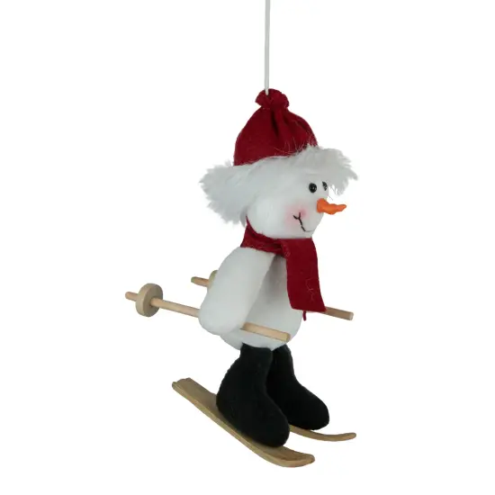 Northlight Skiing Snowman with Santa Hat and Matching Scarf Christmas Ornament - 9.5" Red {3}