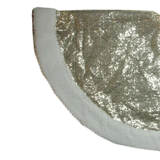 Northlight 47" Gold and White Round High Pile Fleece Border Christmas Tree Skirt {3}