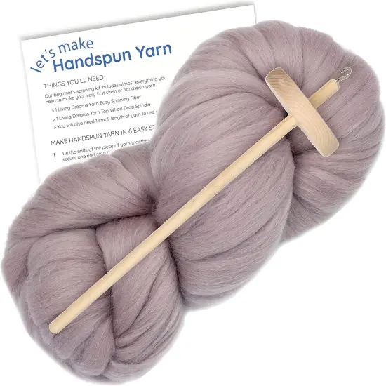 LEARN TO SPIN YARN - Beginner's Spinning Kit with Drop Spindle and Merino Pencil Roving. Choose your color. Mink {1}
