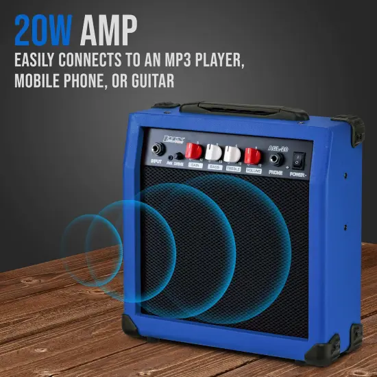 LyxPro Electric Guitar Amp, 20w Portable Mini Amplifier Blue {3}