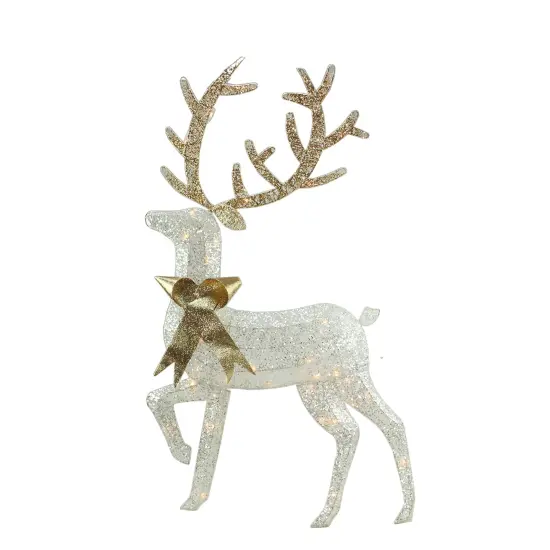 Northlight 46" Lighted 2-D Silver Glitter Reindeer Outdoor Christmas Decoration White {1}