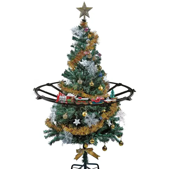 Northlight 31pc Battery Operated Lighted and Animated Christmas Tree Train Set with Sound Silver {3}