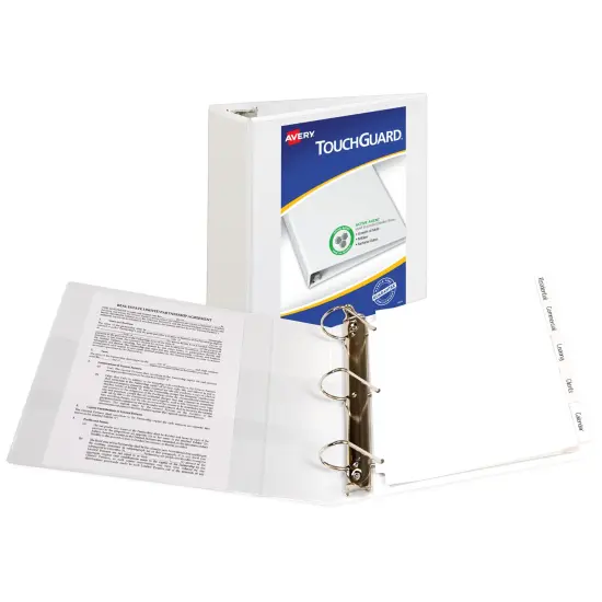 Avery TouchGuard Protection View 3 Ring Binder, Clear View Cover, 4" Slant Rings, 1 White Binder (17145) {2}
