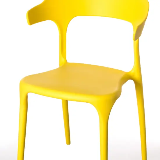 Modern Plastic Outdoor Dining Chair with Open U Shaped Back Single Yellow {5}