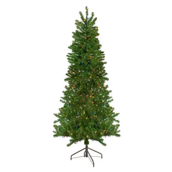 Northlight 6.5' Pre-Lit Canadian Pine Slim Artificial Christmas Wall Tree - Multicolor Lights Green {1}
