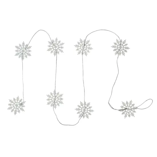 Northlight 5' White Glitter Dusted Wooden Snowflake Christmas Garland {1}