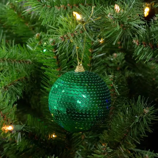 Northlight 3" Green Sequin Shatterproof Ball Christmas Ornament {3}
