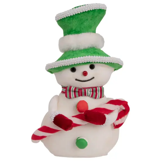 Northlight Snowman with Candy Cane Christmas Figure - 10" White {1}