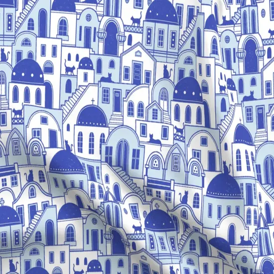 Various Fabrics by the Yard or Fat Quarter Greek Electric Blue Greece Santorini Mediterranean Custom Printed Fabric by Spoonflower {5}